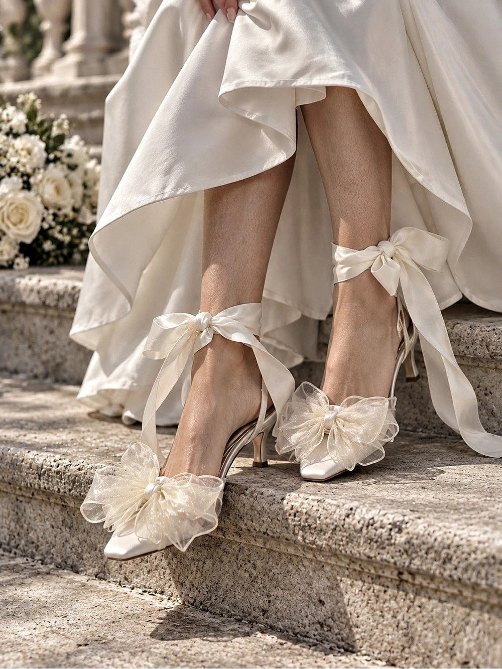 Bridal Bow Heels in White Like New